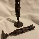 pair of wooden candlesticks