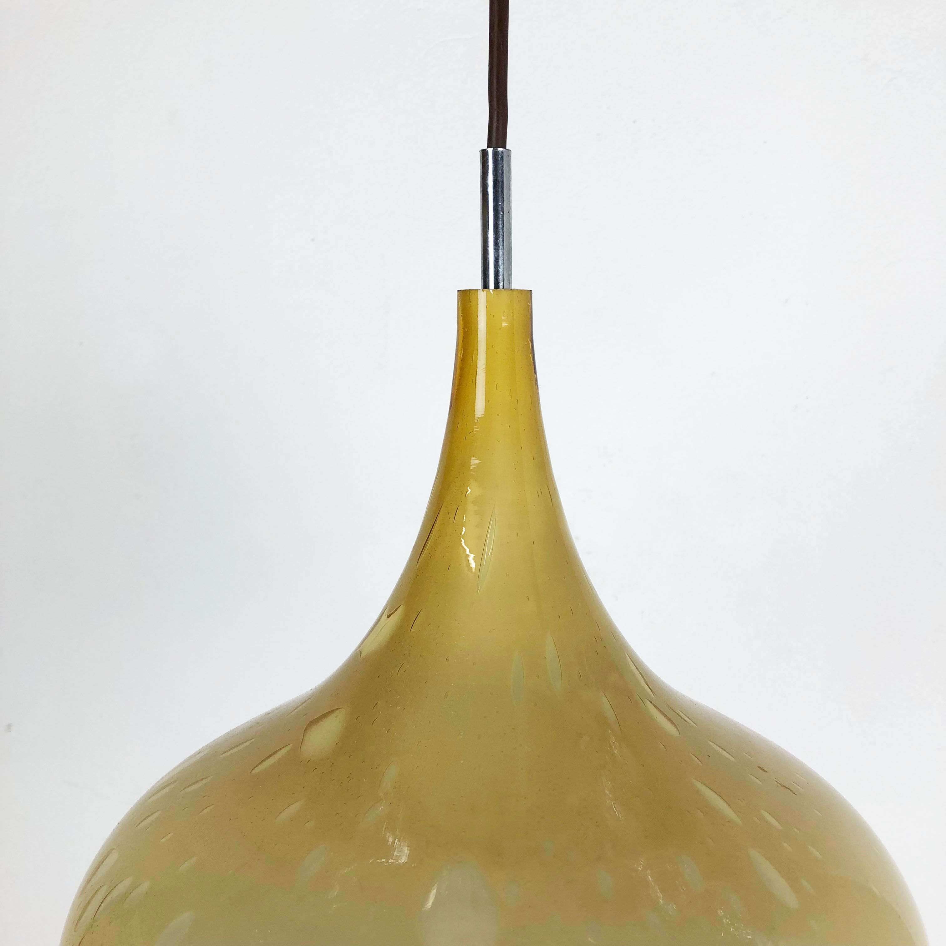Original glass orient pendel hanging light by Doria Lights, Germany 1970s