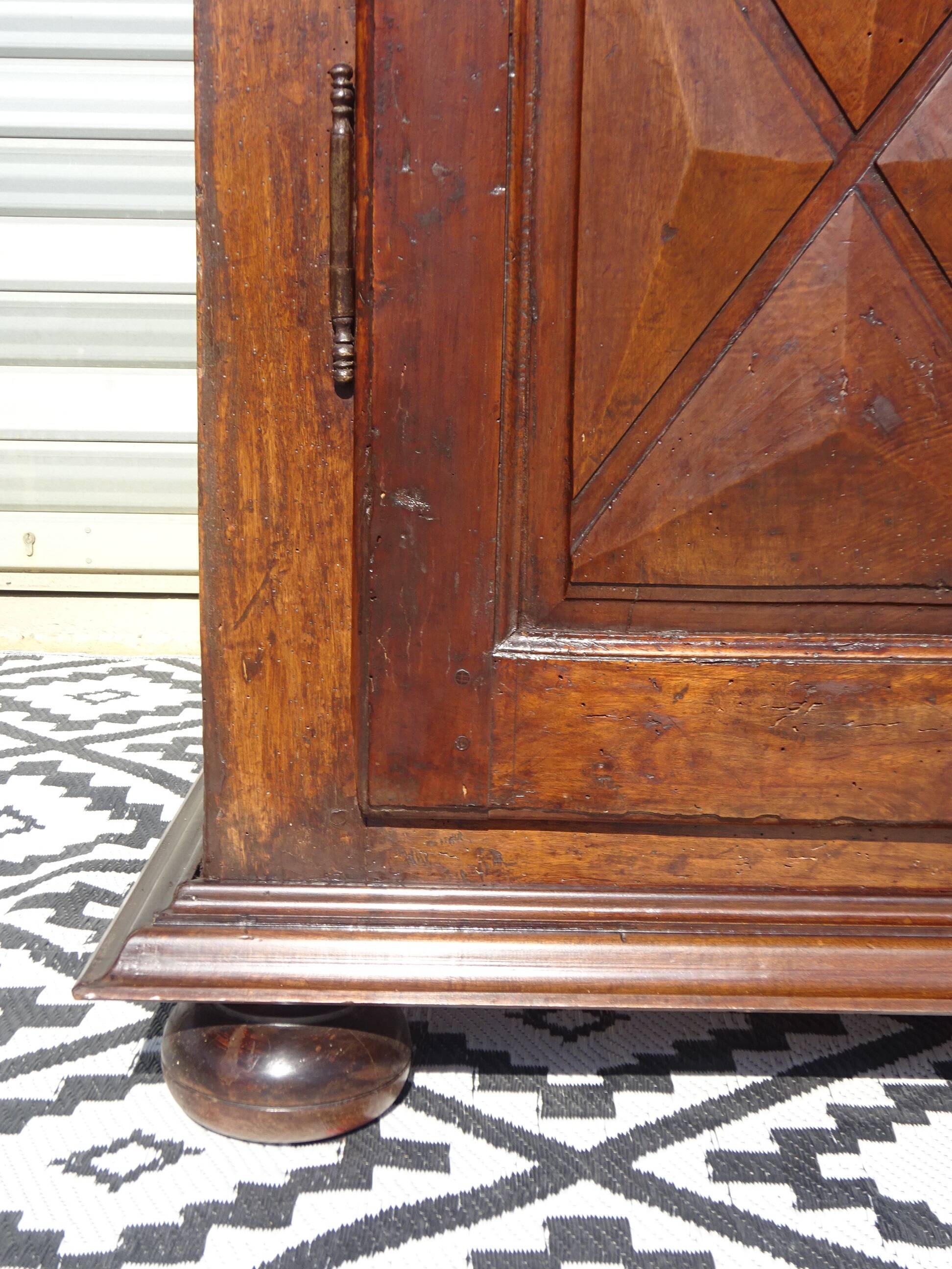 Antique Louis XIII wardrobe, diamond points