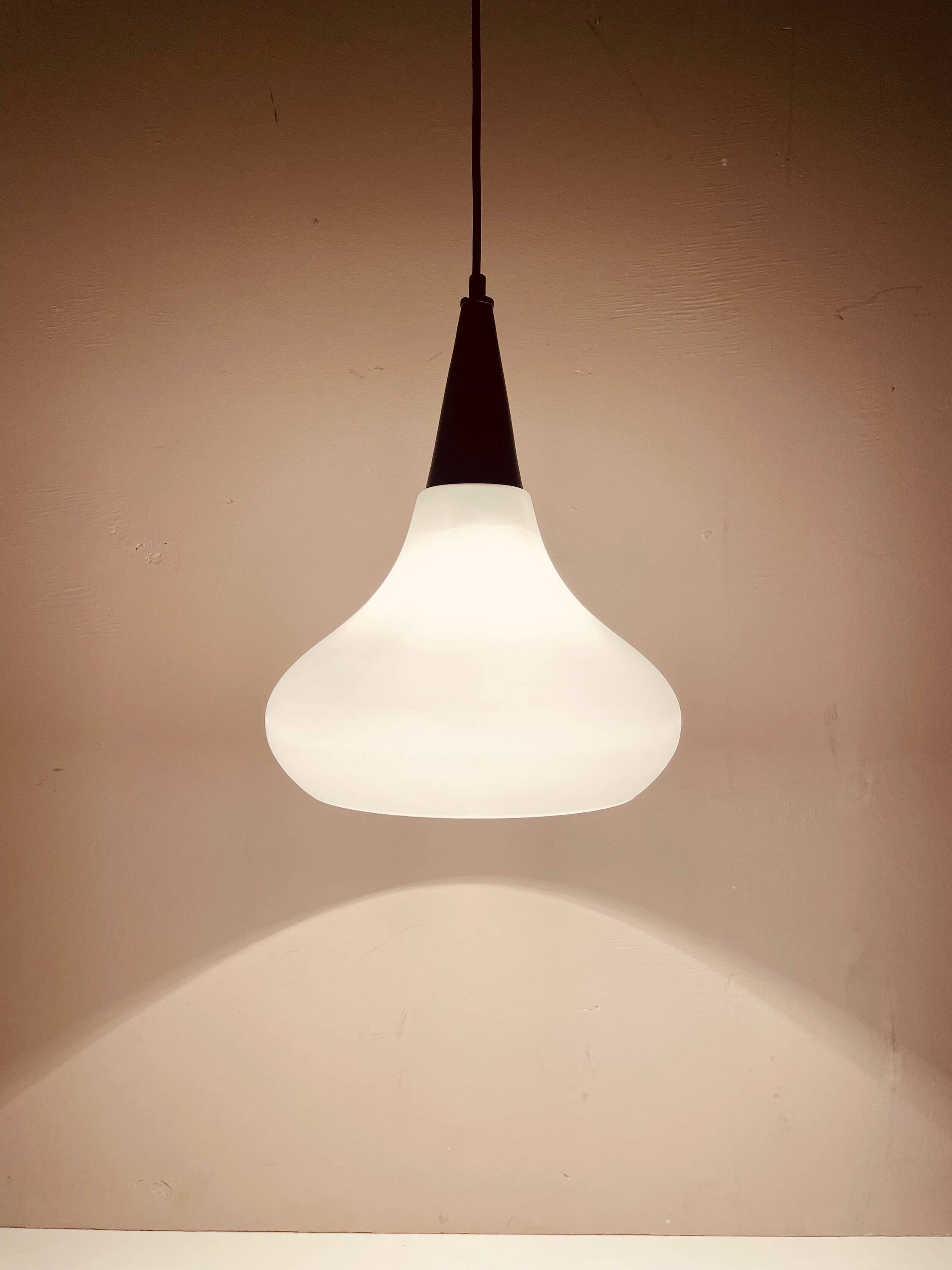 Vintage pendant lamp made of opal glass