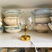 Cracked glass and gold metal table lamp