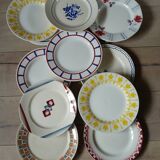 12 mismatched antique dinner plates