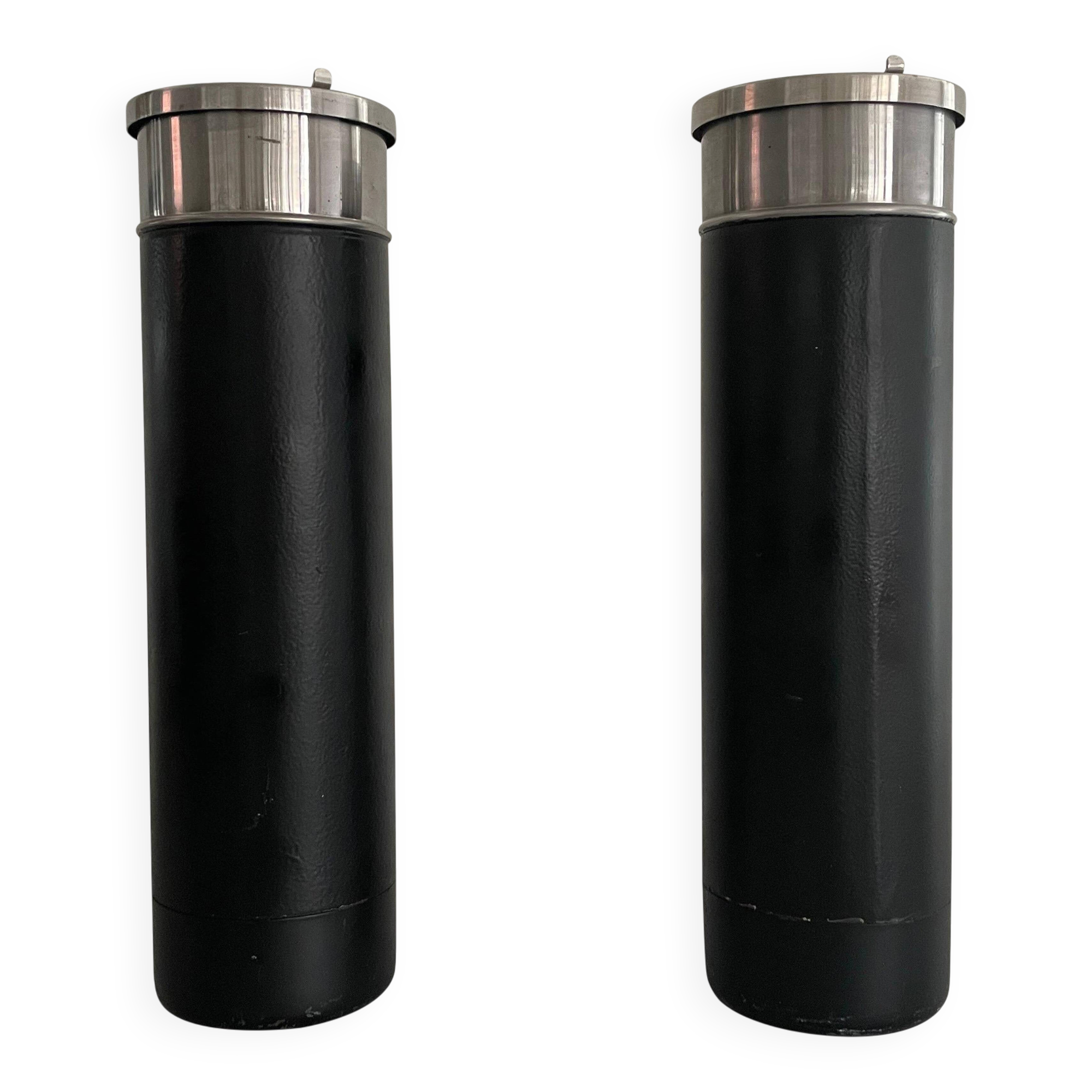 Set of 2 chrome floor ashtrays, 1960s, Germany