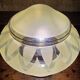 Vintage table lamp Globe saucer in frosted yellow glass with a trim.