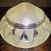 Vintage table lamp Globe saucer in frosted yellow glass with a trim.