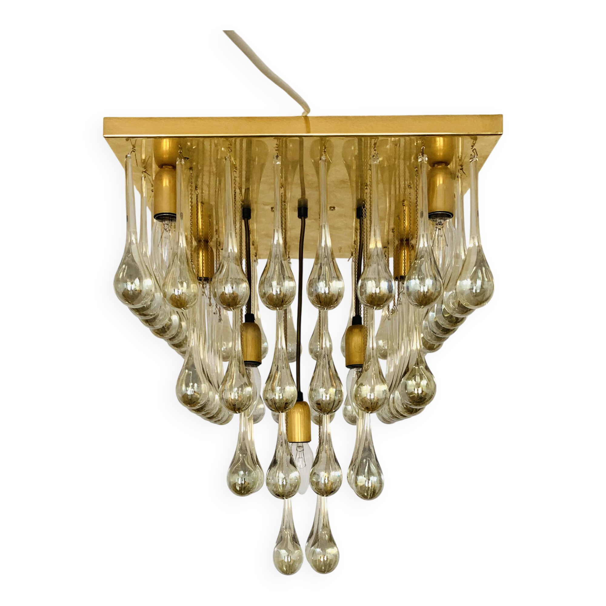 Glass Flush Chandelier by Ernest Palme