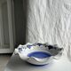 Small hand-painted earthenware salad bowl with garland of blue flowers, mark below