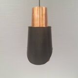 Hanging lamp in copper and black lacquered metal by Bent Karlby for Lyfa