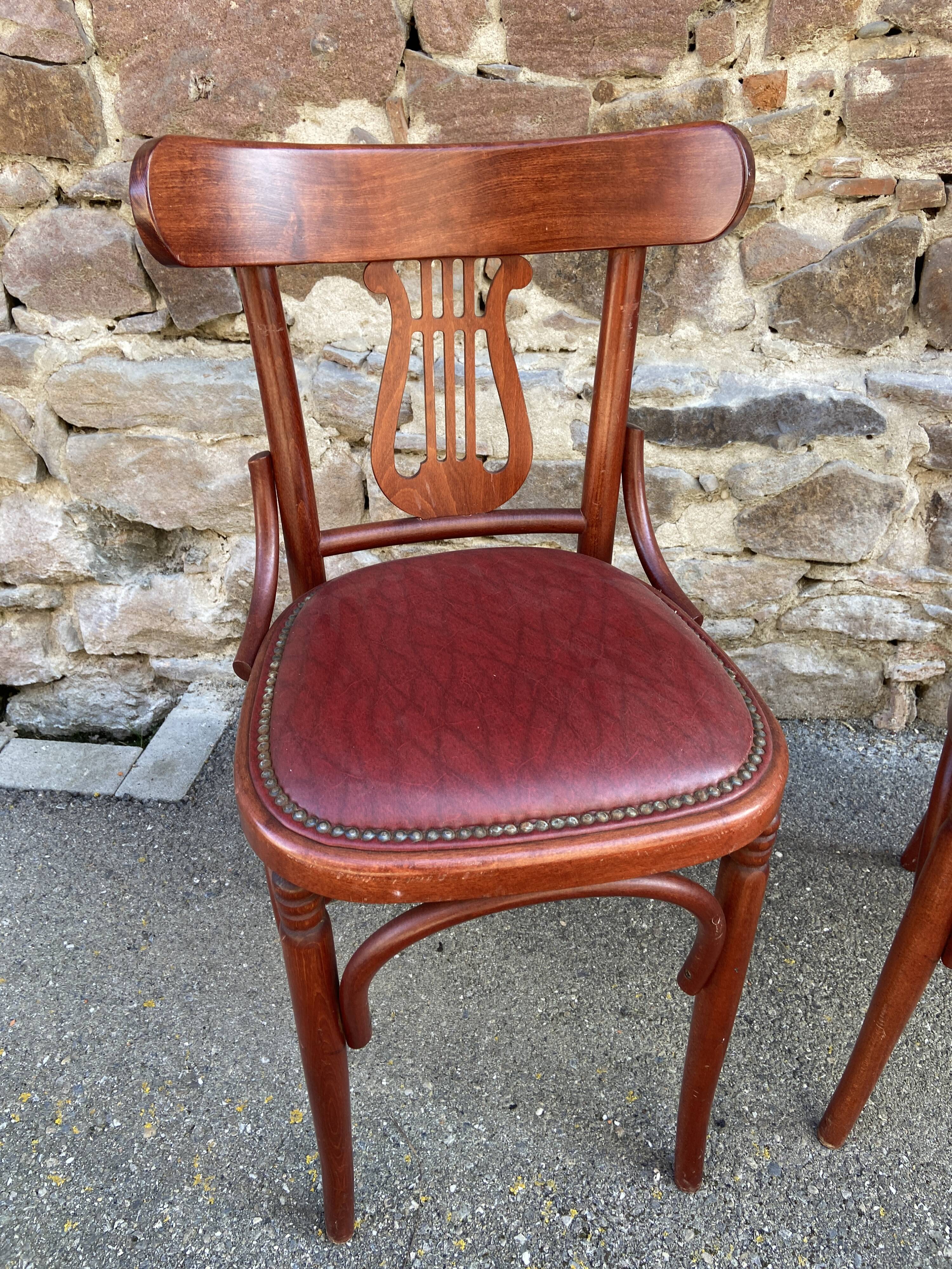 2 Chaises bistrot style Baumann simili cuir vintage 80s café Paris Montmartre