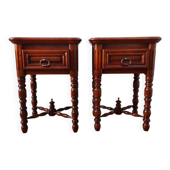 Pair of French solid wood bedside tables.