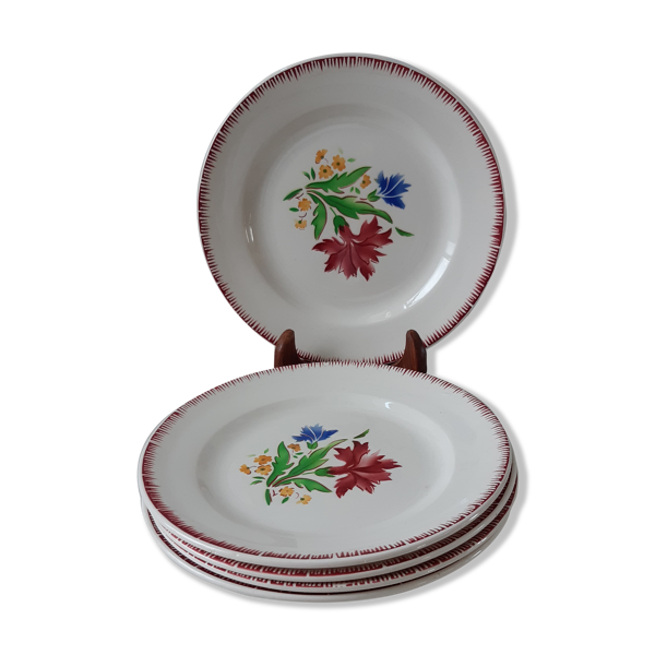 Lot de 5 assiettes à dessert Digoin Sarreguemines années 30-40
