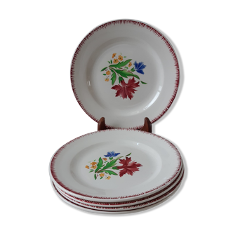 Lot de 5 assiettes à dessert Digoin Sarreguemines années 30-40