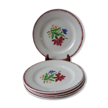 Lot de 5 assiettes à dessert Digoin Sarreguemines années 30-40