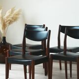 Series of 6 chairs in skai and teak