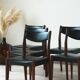 Series of 6 chairs in skai and teak