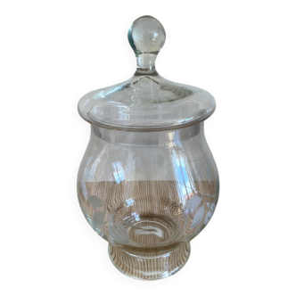 Bonbonnière en verre gravé fleurs