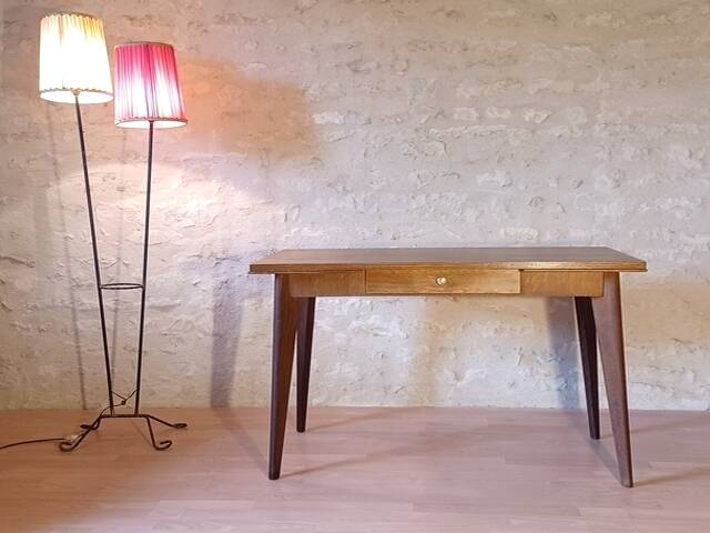 Dining table or desk sam demi-siècle edition 50s solid wood