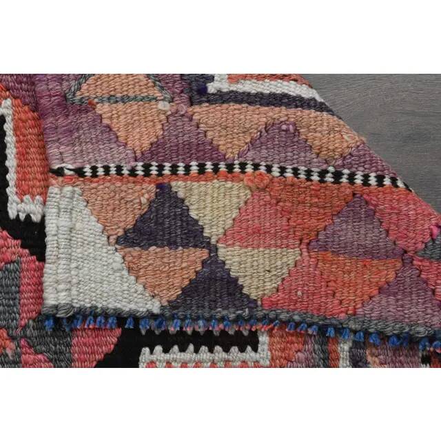 1970s Vintage Turkish Handmade Wool & Cotton Pink Runner Rug 101x318