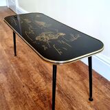 Vintage Retro 1950s/1960s Glass Top Coffee Table With Black Dansette Legs