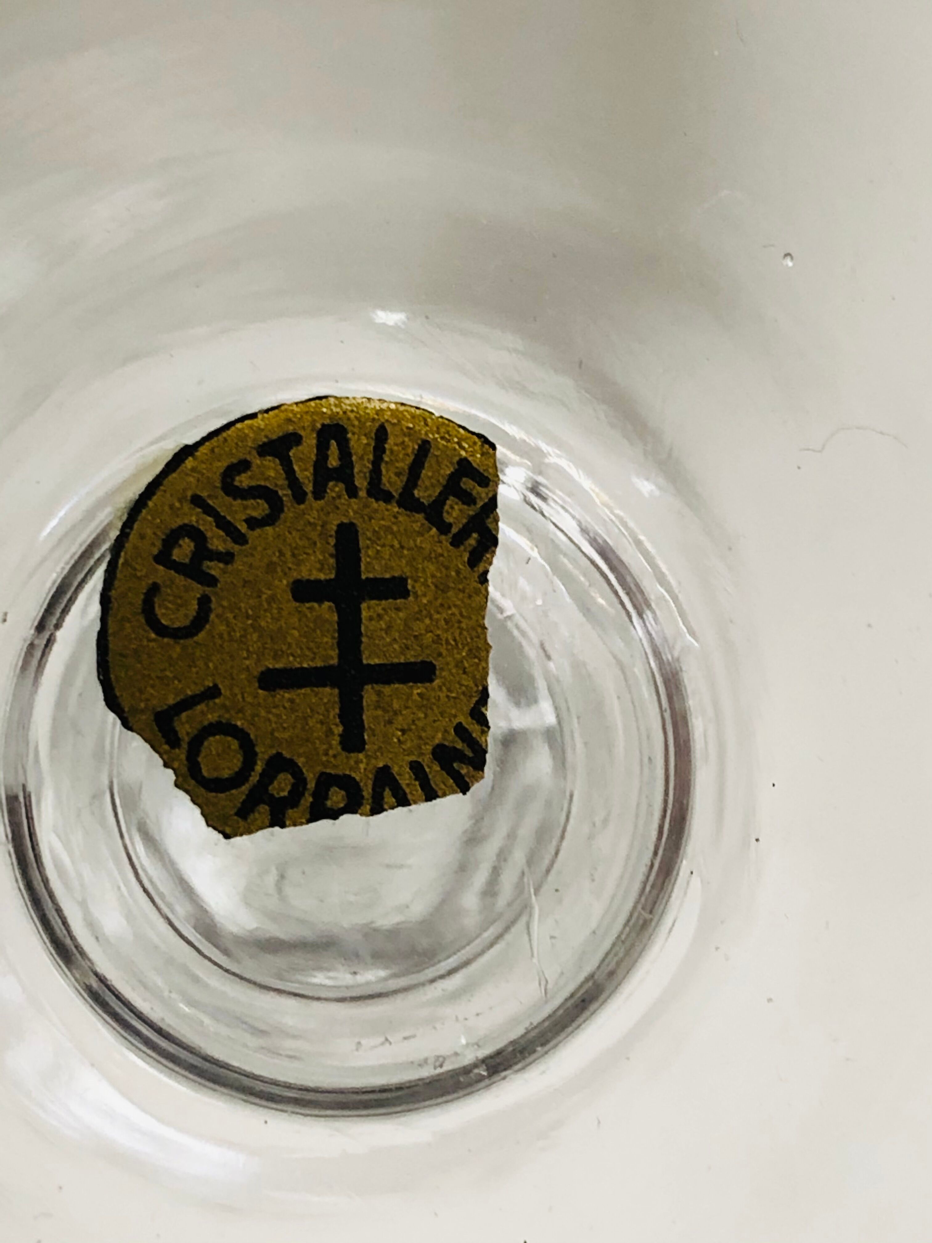 Set of six crystal port glasses from Lorraine