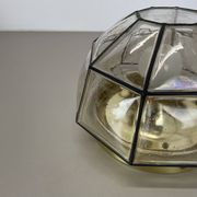 Ceiling Light "Iron Rings" made of Brass and Glass by Glashütte Limburg, Germany, 1970s