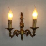 Pair of French Traditional Style Bronze Mid Century Double Wall Lights