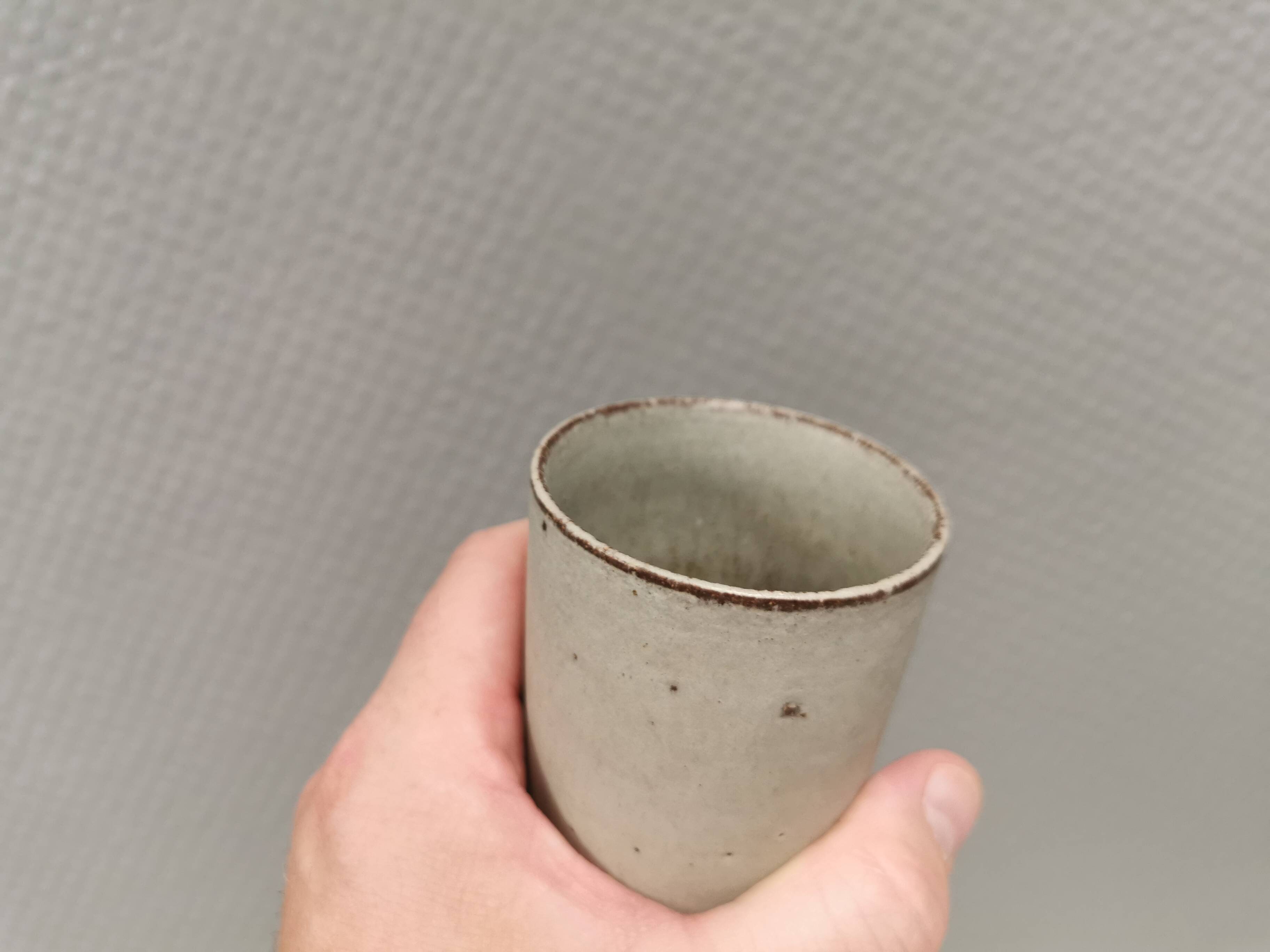 Danish Palshus small ceramic vase, Beige Gray Glaze, 1960s
