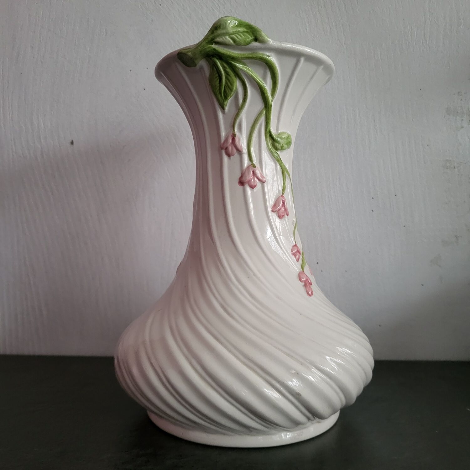 Vintage twisted barbotine vase
