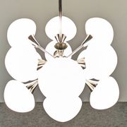 Sputnik chandelier with 12 frosted glass lights, Italy circa 1970.