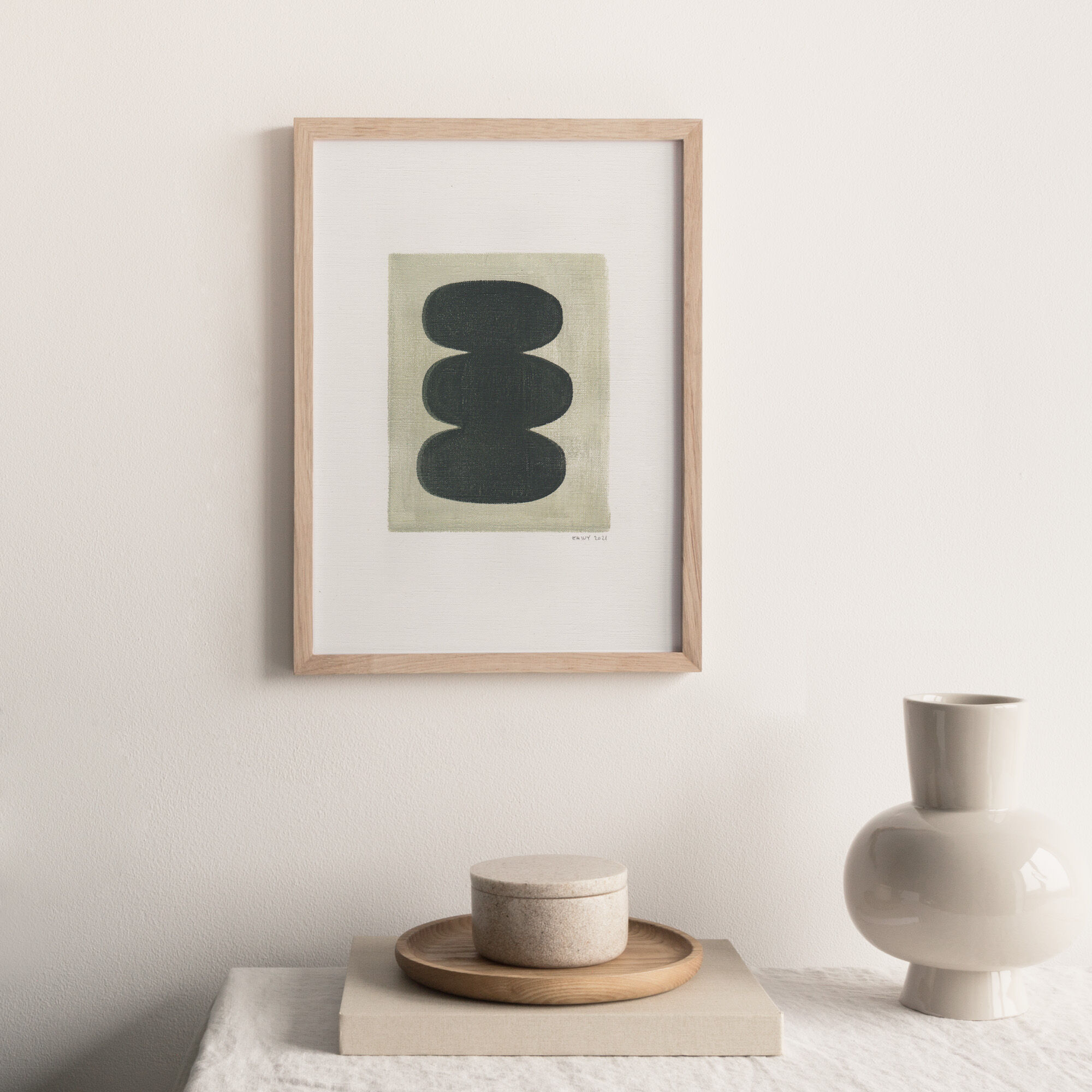 Painting on paper illustration M813 signed Eawy