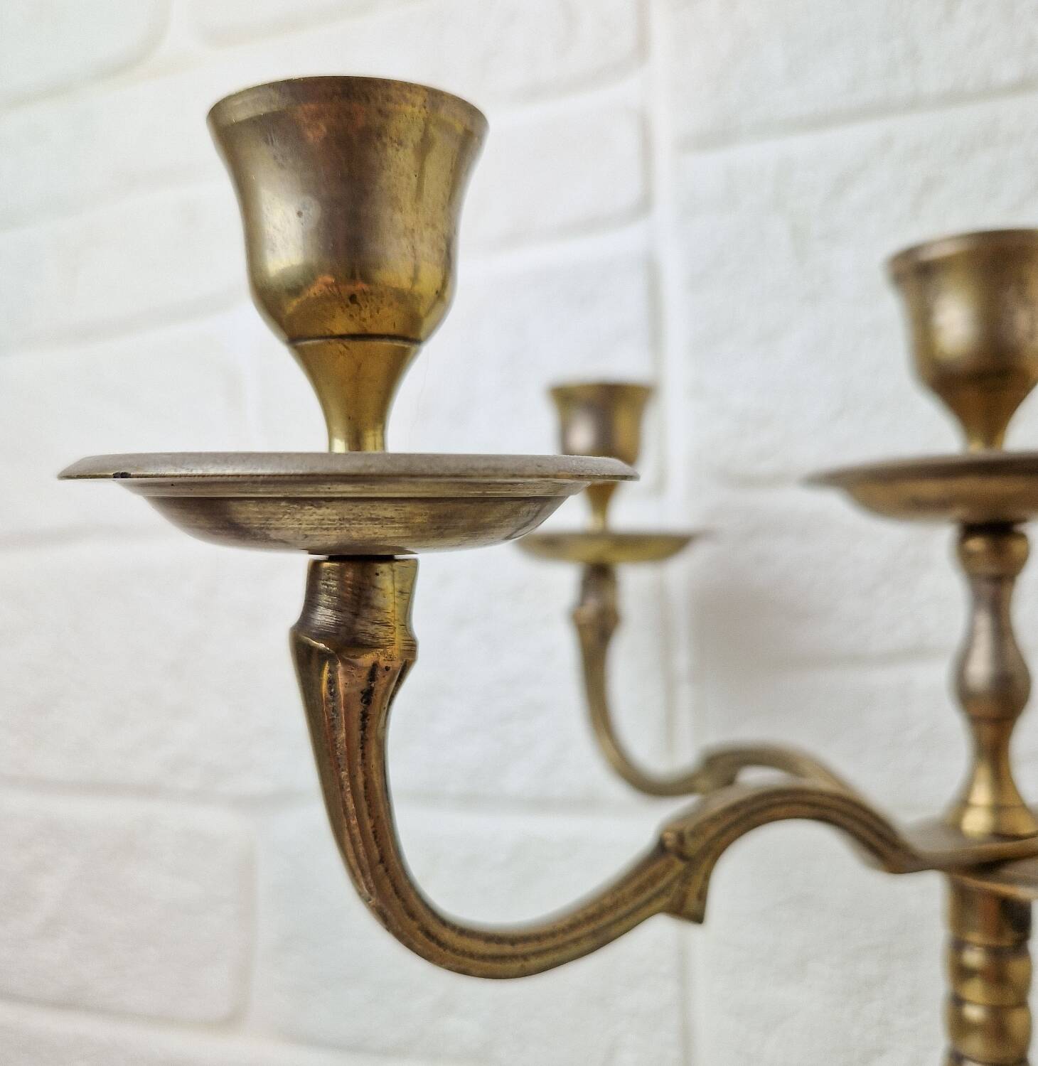 Vintage golden brass candlestick