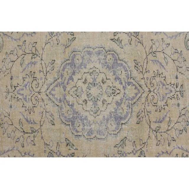 1970s Vintage Turkish Oushak Handmade Wool Cotton Beige Area Rug 171x282