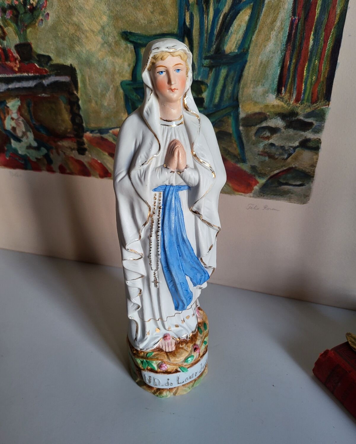 Religious Statuette of Our Lady of Lourdes, Saint Virgin Mary