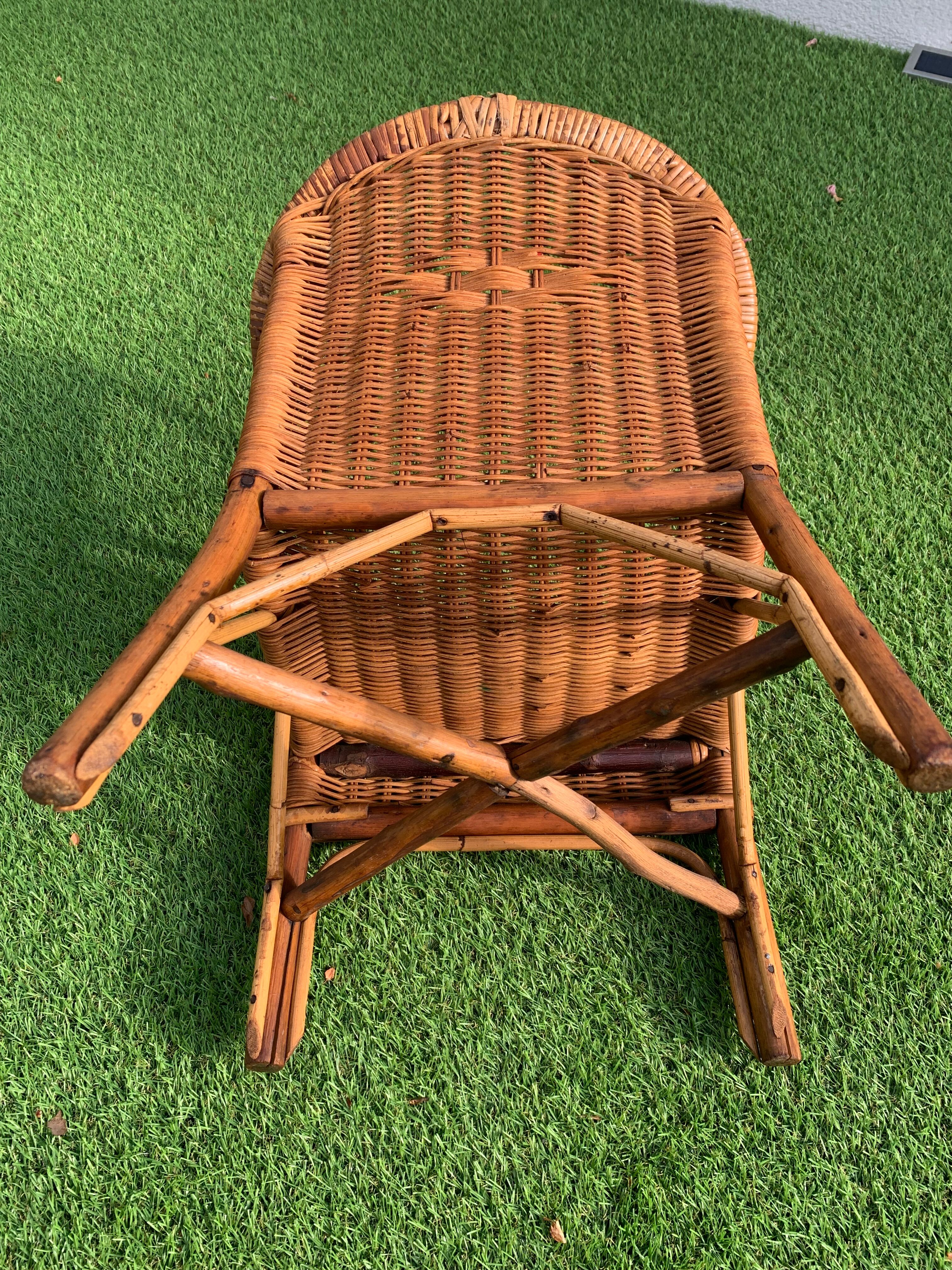 Vintage wicker and rattan armchair