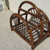 Rattan magazine holder, bamboo and wicker