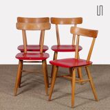 Set of four red chairs published by Ton, 1960