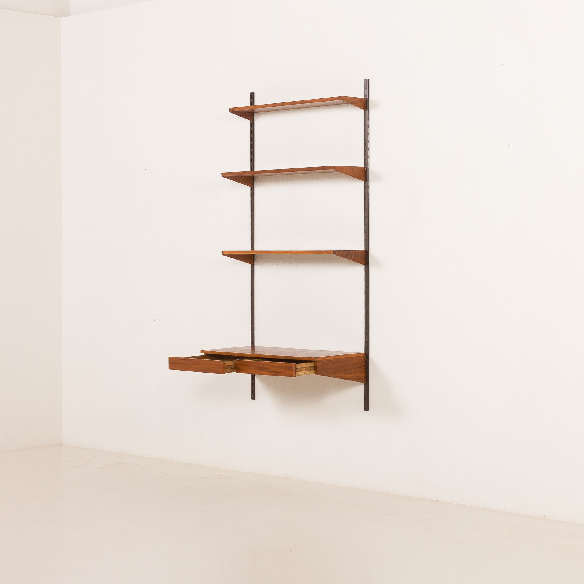 Kai Kristiansen teak shelving unit with a desk, FM Mobler, Denmark, 1960s