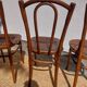 set of 3 curved wooden bistro chairs with patterns