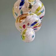 A pair of multicoloured blown glass suspensions, Murano, 1950-60.