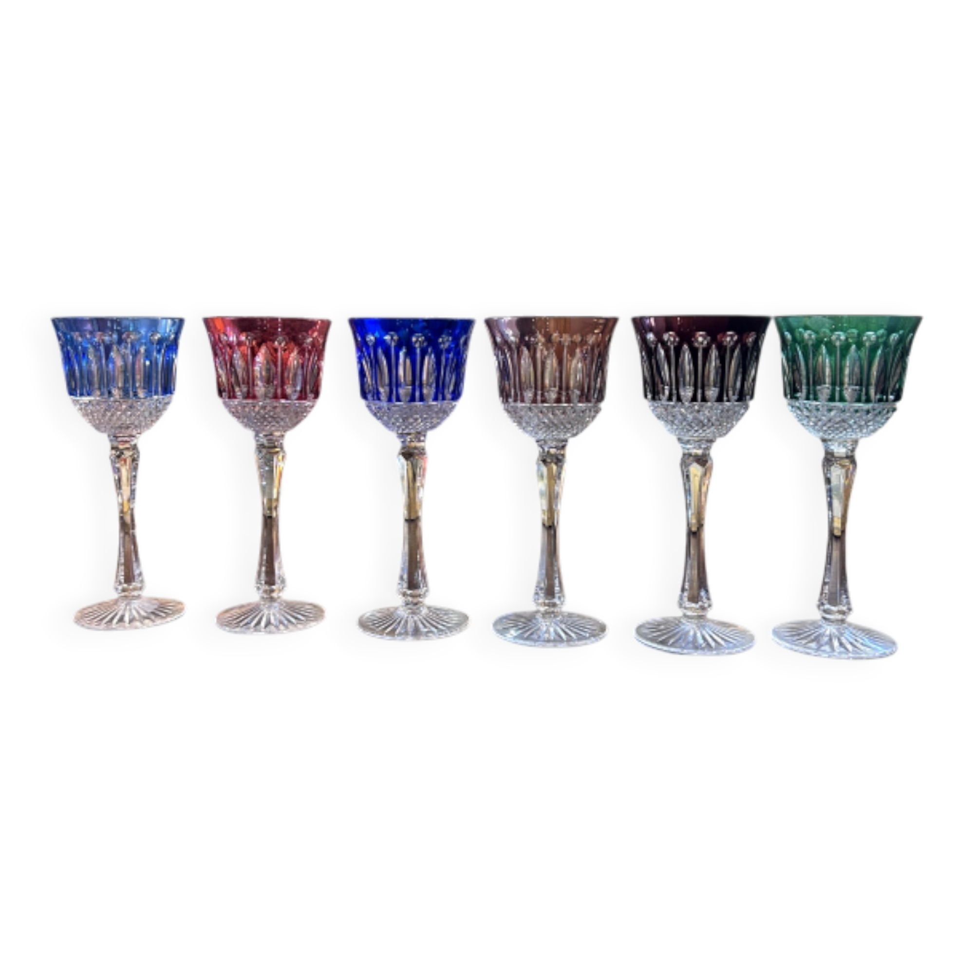 Suite de six verres- Roemer - Cristal de Lorraine - vers 1970.