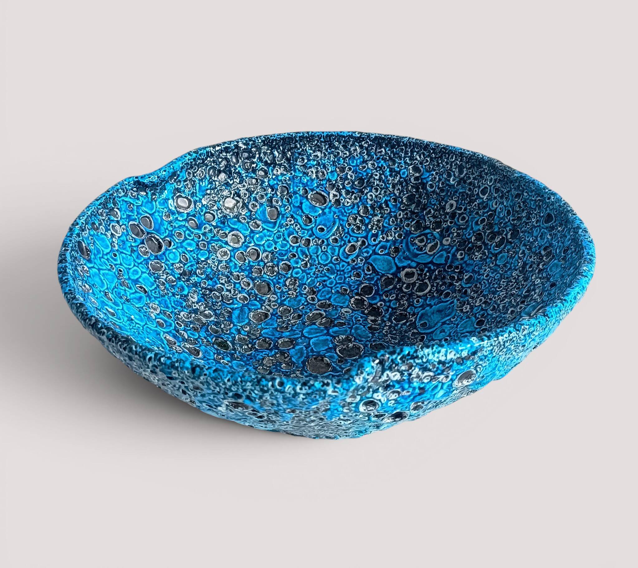 Turquoise ceramic fruit bowl by Charles Cart Vallauris, circa the 1960s.