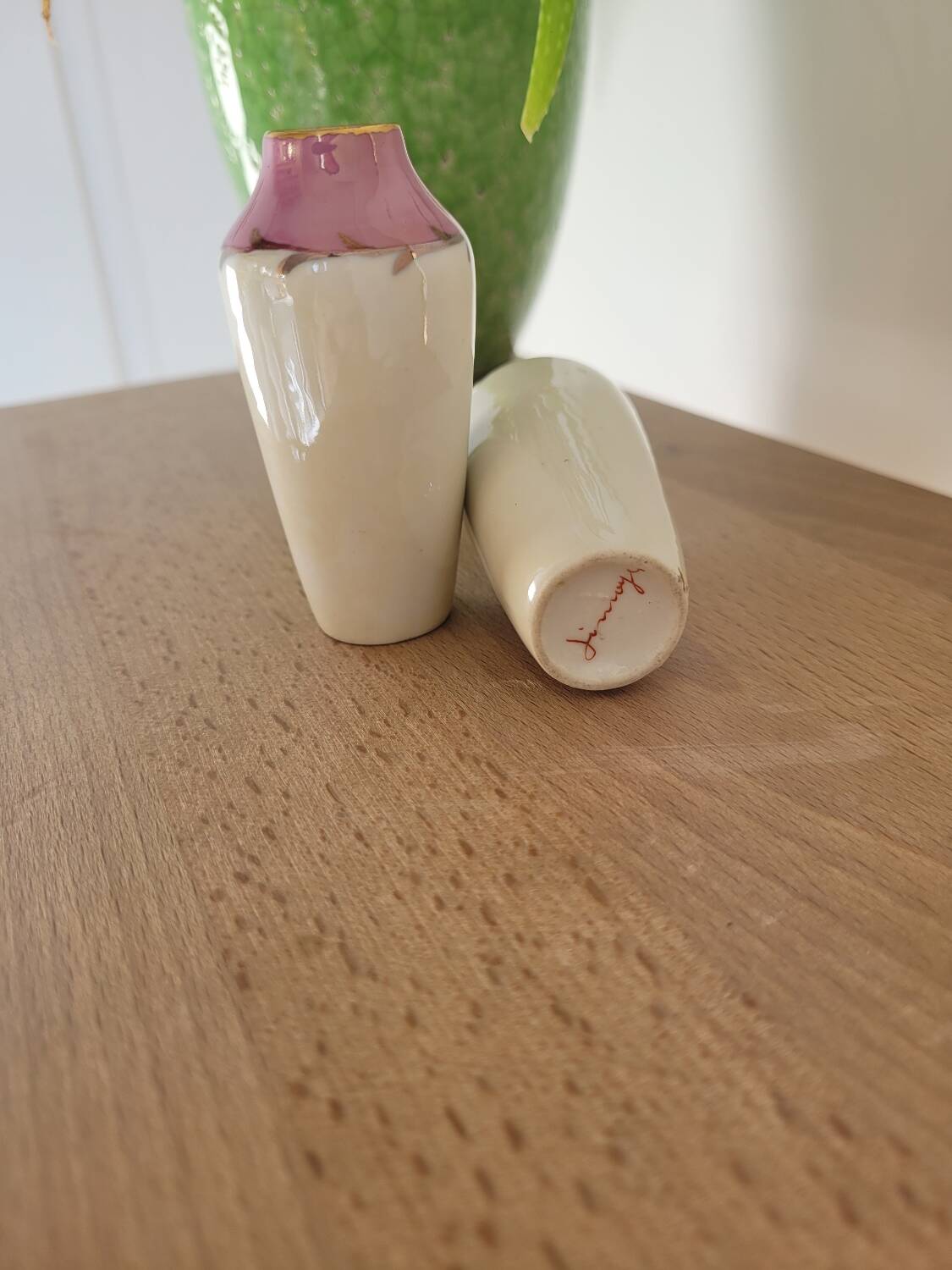 Two mini Limoges vases