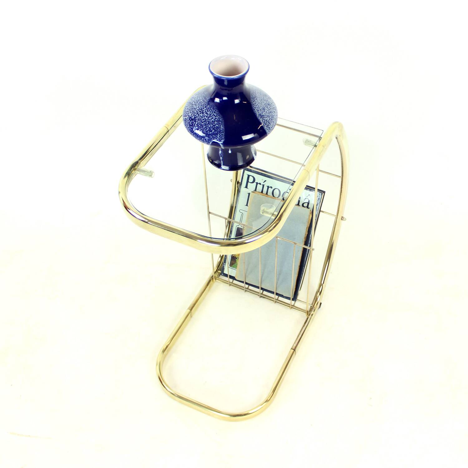 Table d'appoint en laiton et verre, Italie, 1970