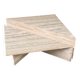 Up & Up large Italian Brutalist travertine coffee table, two-piece geometric mod