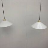 Pair of opaline pendant lights