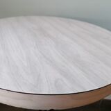 Pair of round vintage bistro tables, pedestal table
