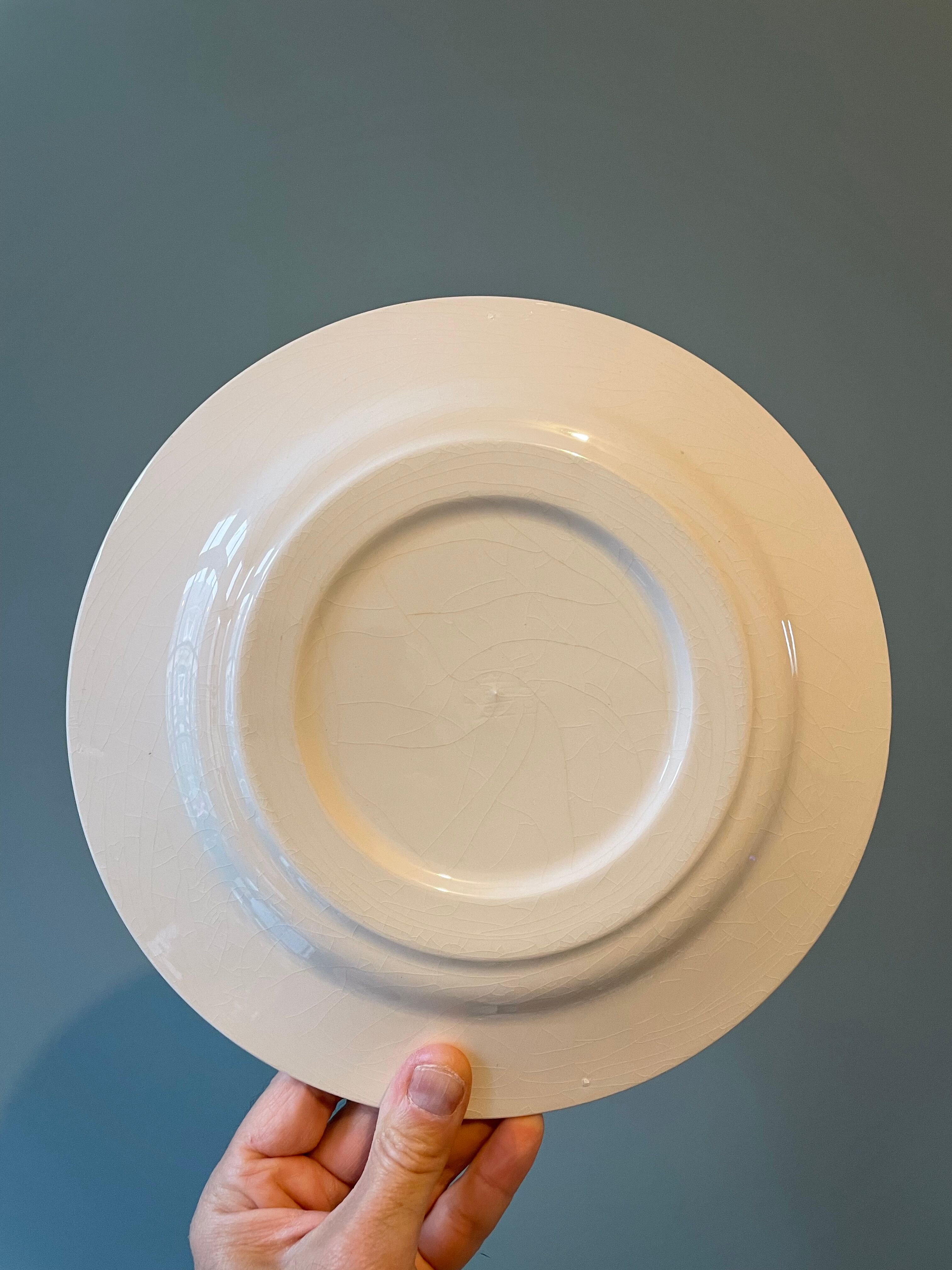 Set of 3 old flat plates in Gien earthenware