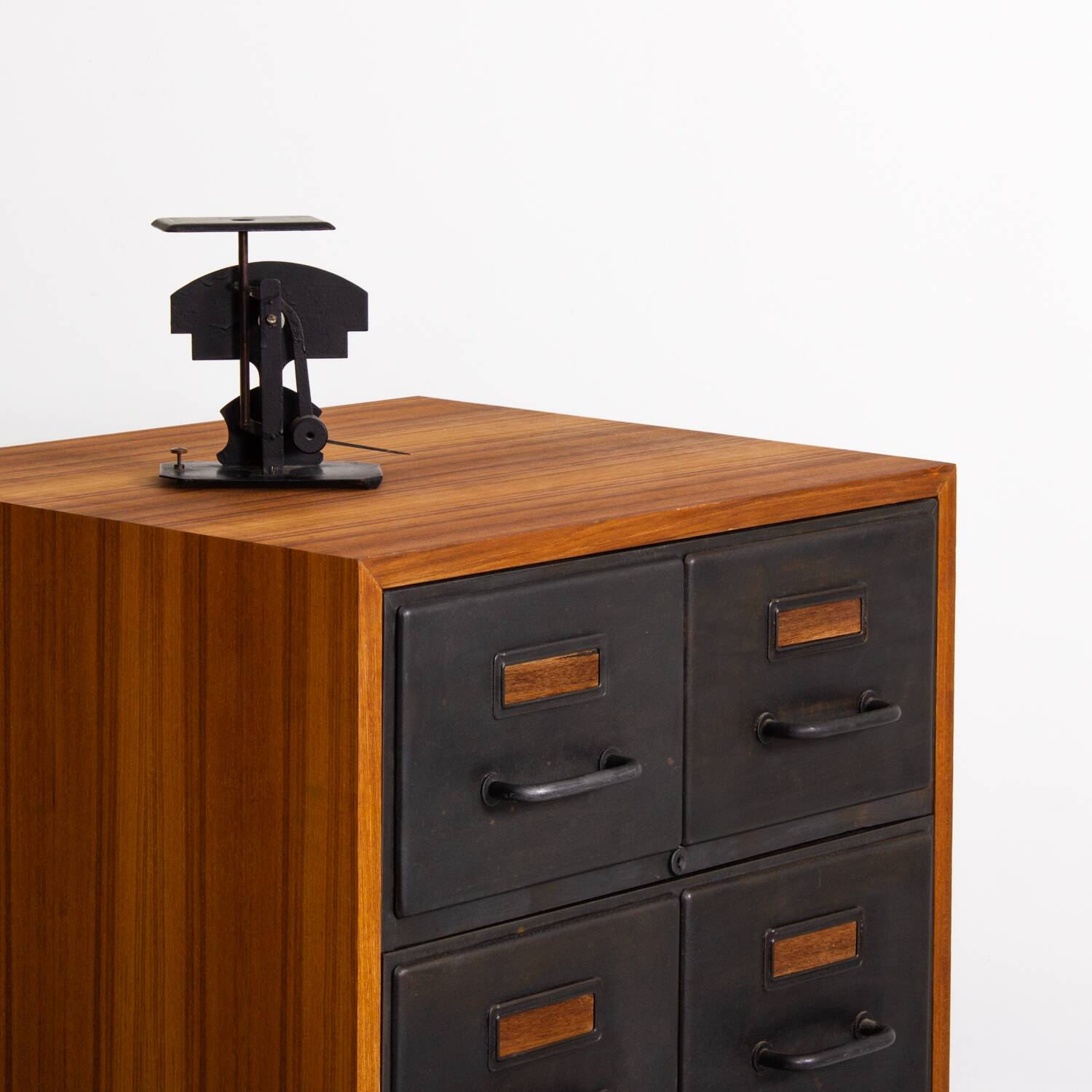 Fully restored industrial furniture with a teak cabinet