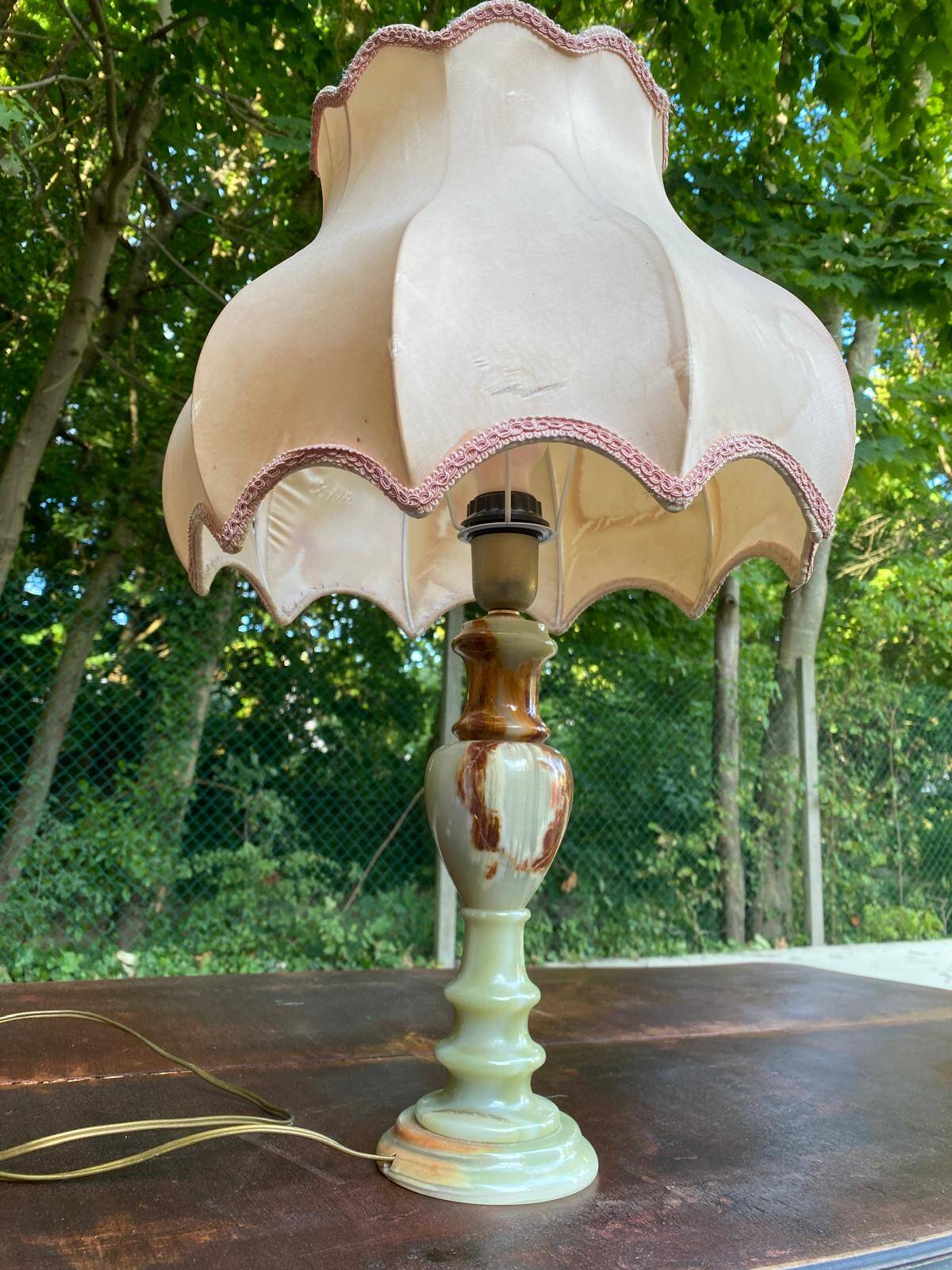 Lampe onyx vintage vert et marron