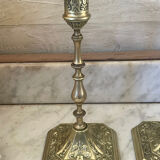 Paire de bougeoirs en laiton XIXème